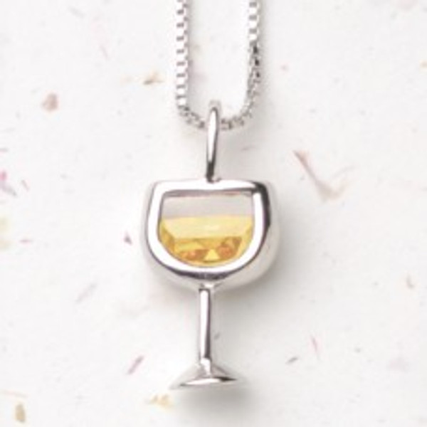 White Wineglass Necklace