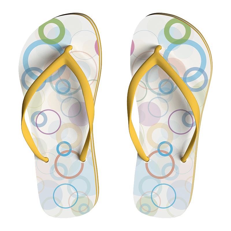 Yellow and Blue Flip Flops
