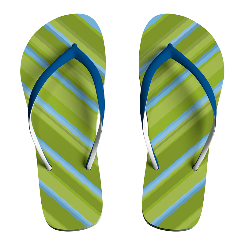Yellow and Blue Flip Flops