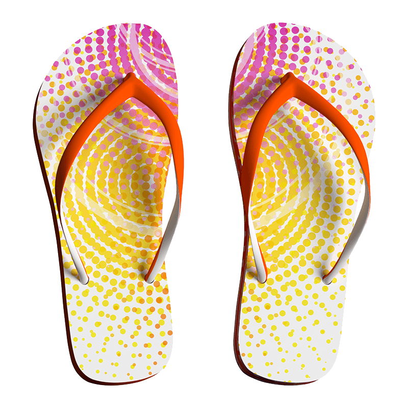 Yellow and Blue Flip Flops