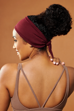 woman wearing workout headband