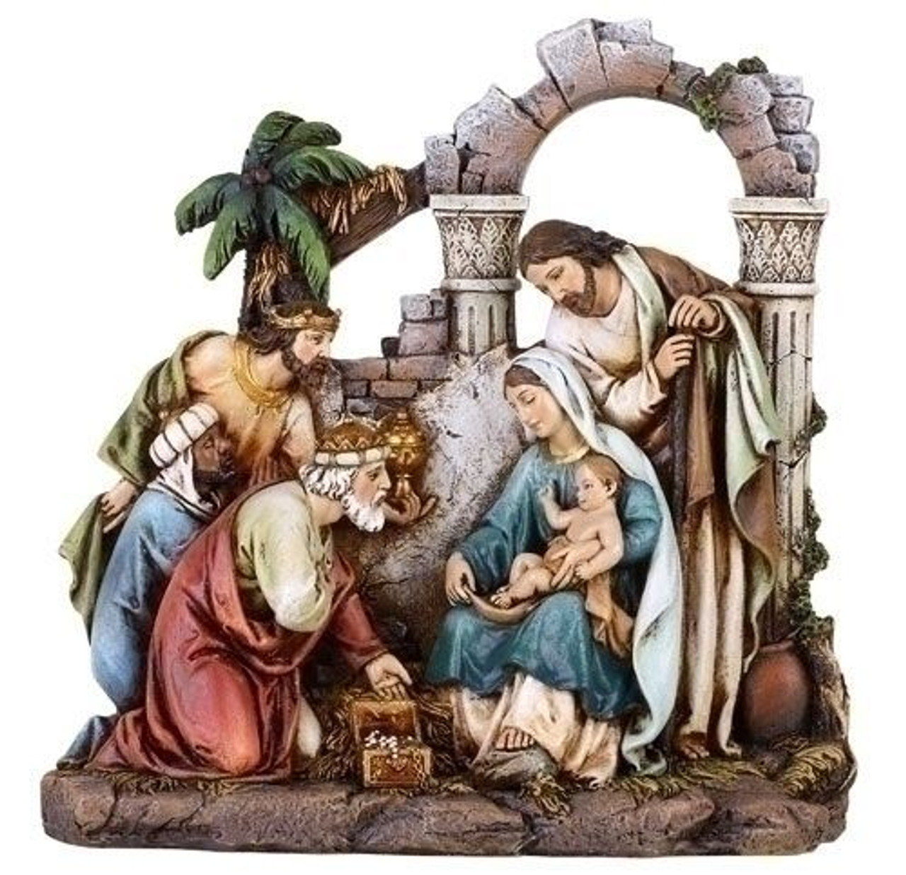1 Piece Nativity Holy Family With Kings Arched Backdrop 8 1
