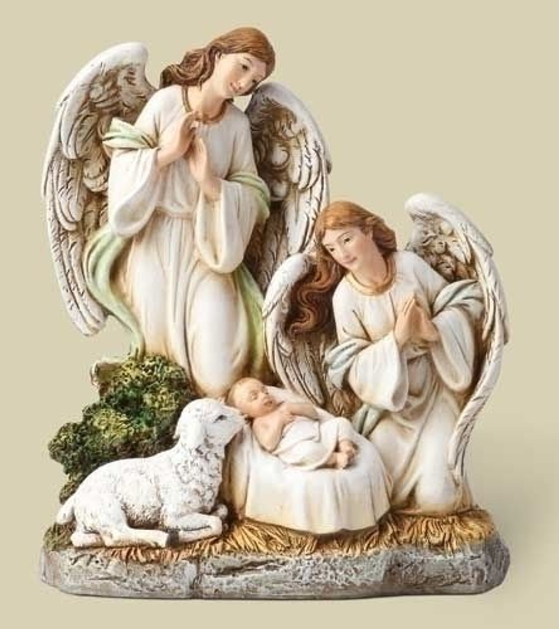 Angel Nativity Figurine Angels Lamb Adore Jesus Resin 6 1 2 32021 F C Ziegler Company