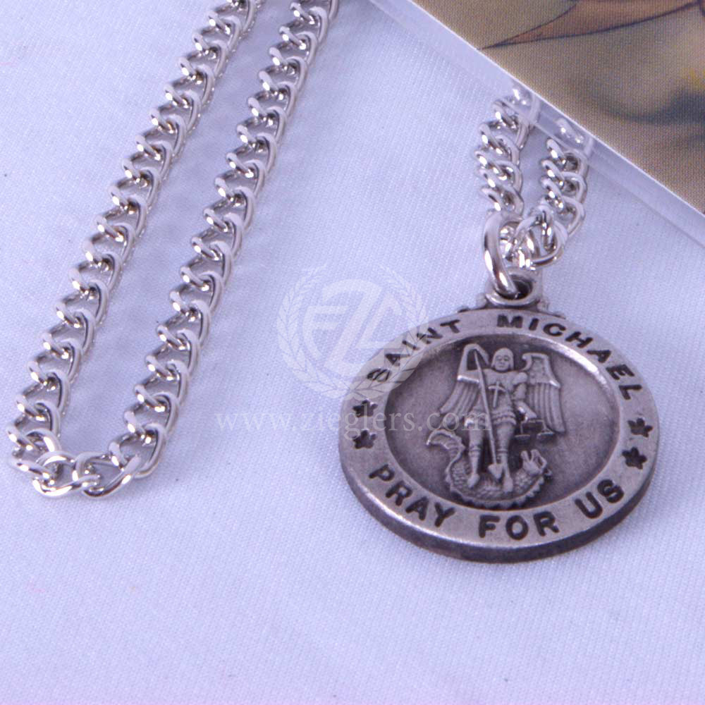 St Michael Necklace, Pewter Medal, 24