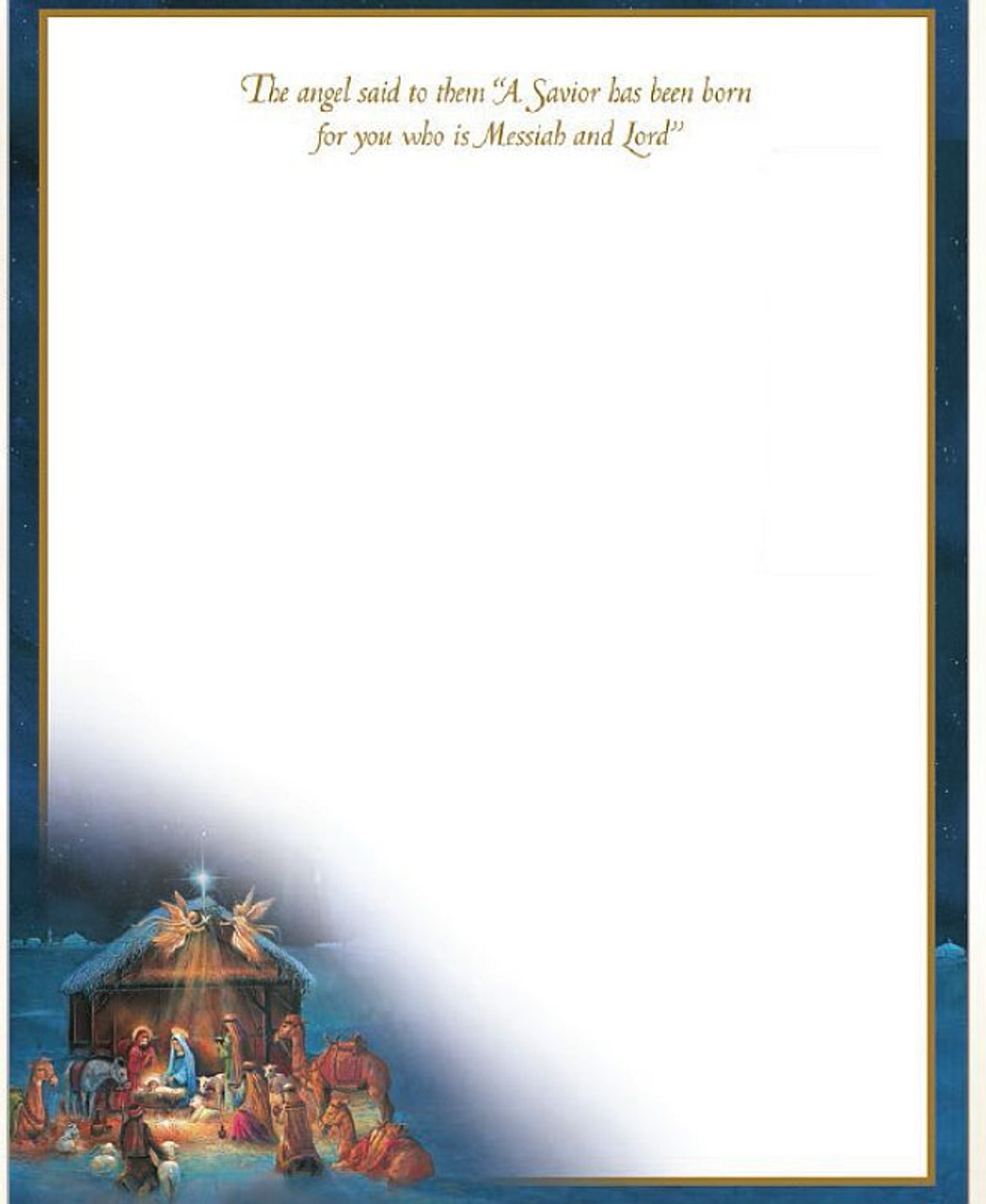 Nativity Scene Letterhead Christmas Message 50 Count 8 1/2 x 11