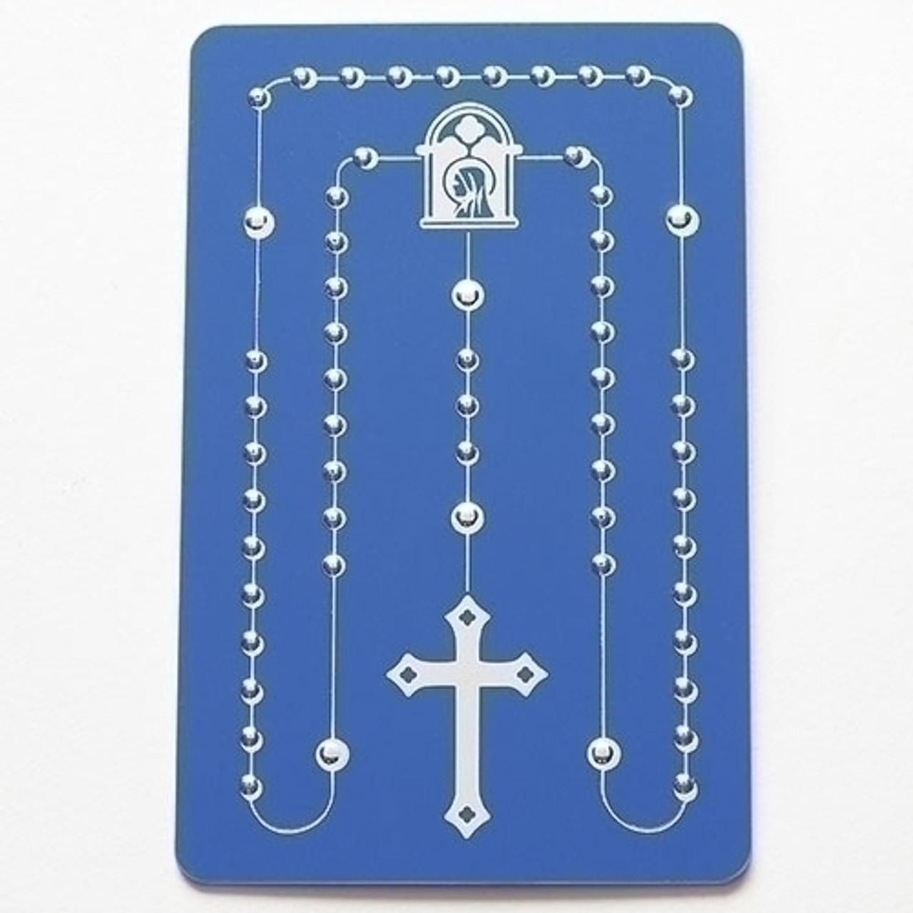 Rosary Card Wallet Size Blue with Rosary Pattern 31/2" x 2