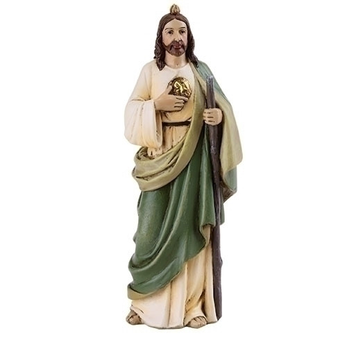 Saint Jude Statue Flame of Holy Spirit Medallion 4" Resin