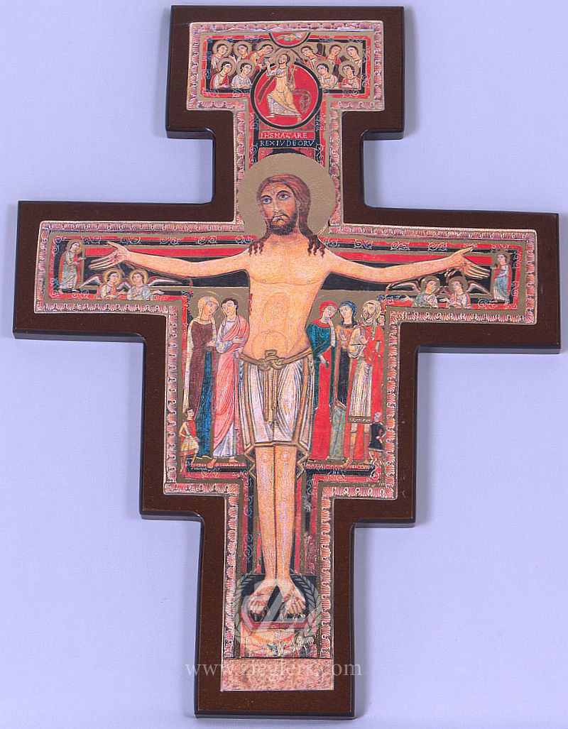 San Damiano Crucifix, Brown, Icon Style, 20-1/4