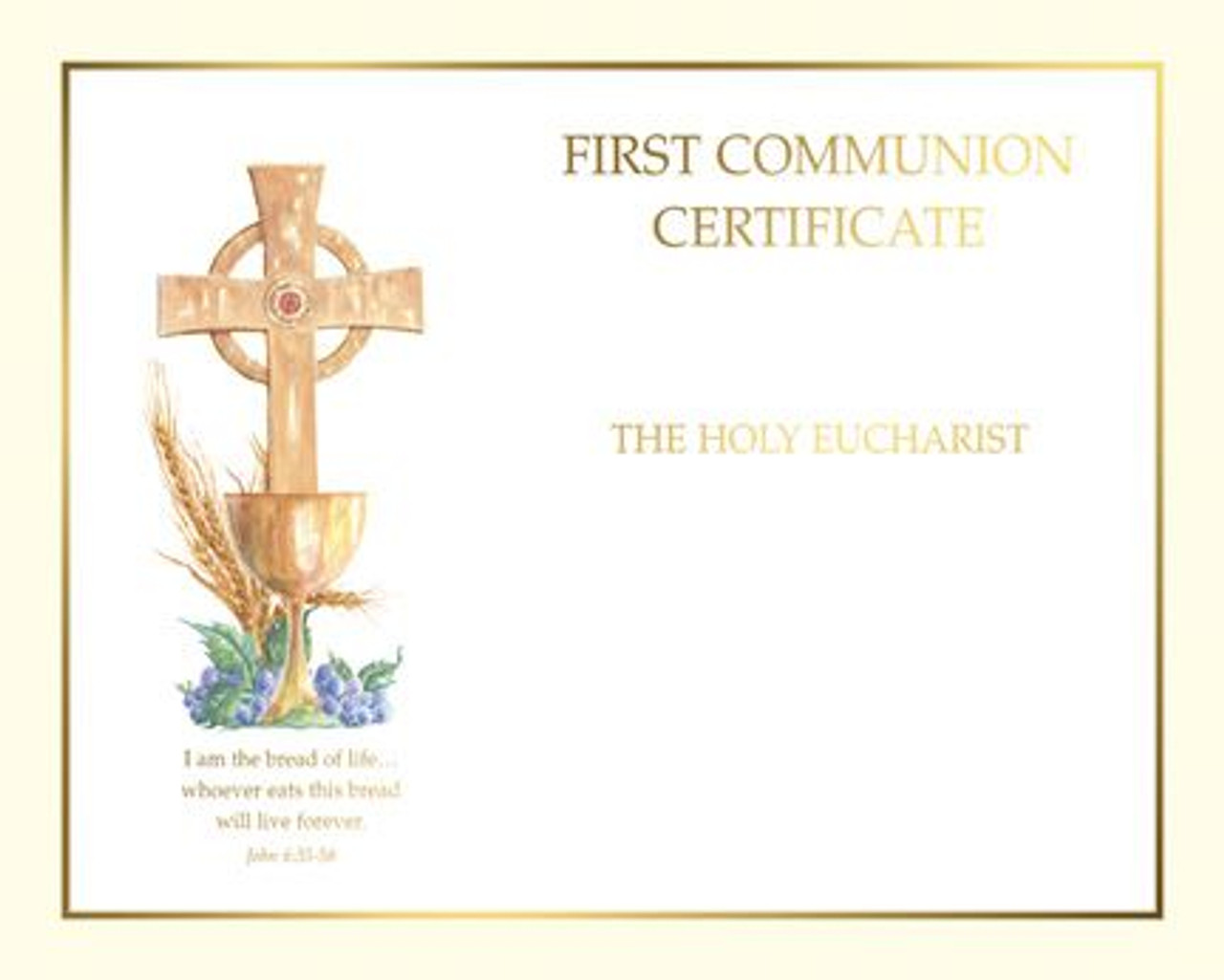 First Communion Certificate - Style BCXS113 - F.C. Ziegler Company first-communion-certificate-style-bcxs113-f-c-ziegler-company