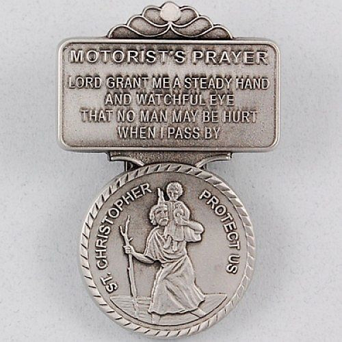 アクセサリー careering tripster peace piece SV/YW Auto Visor Clip, St Christopher, Motorist's Prayer, Metal, VC802