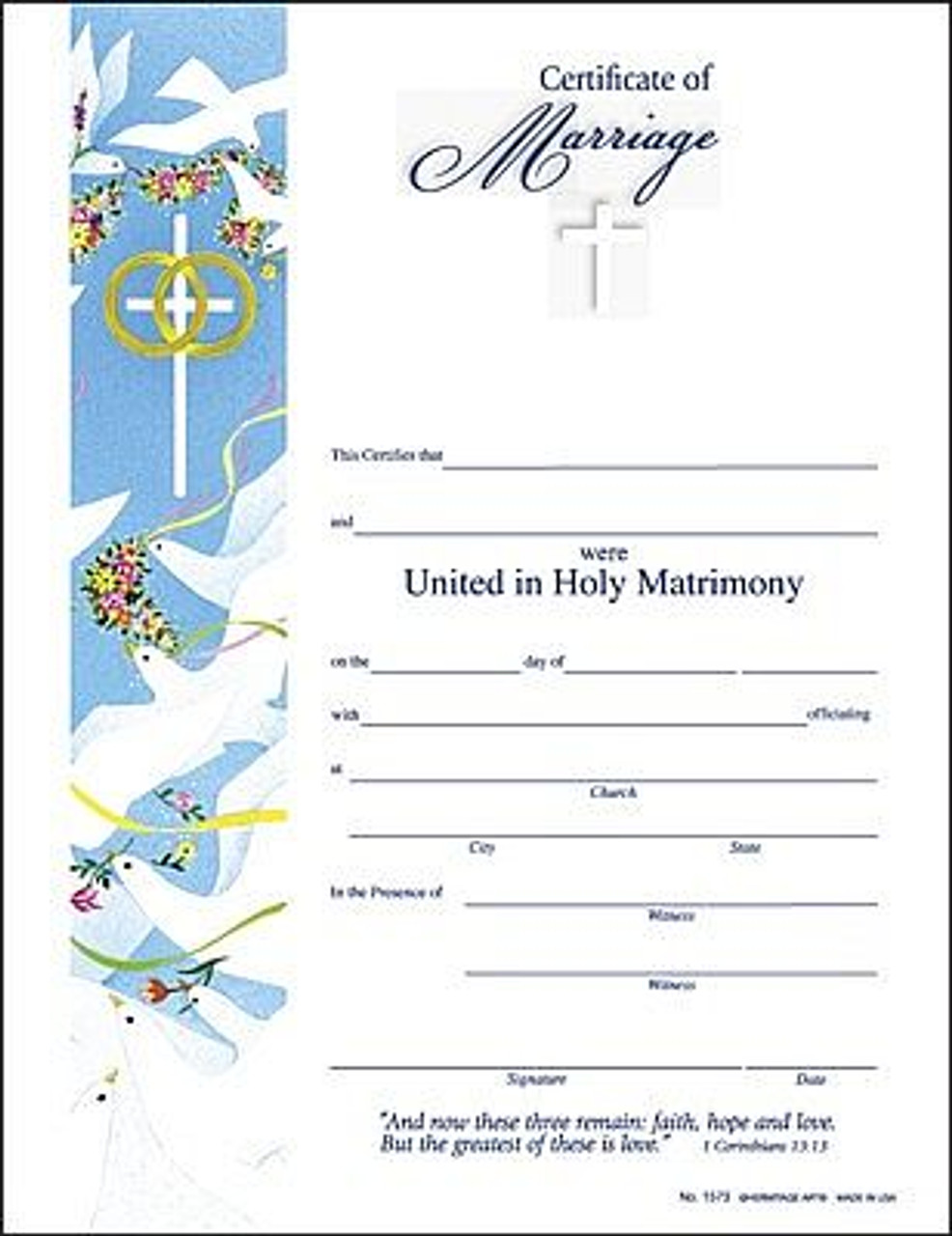 catholic marriage certificate template