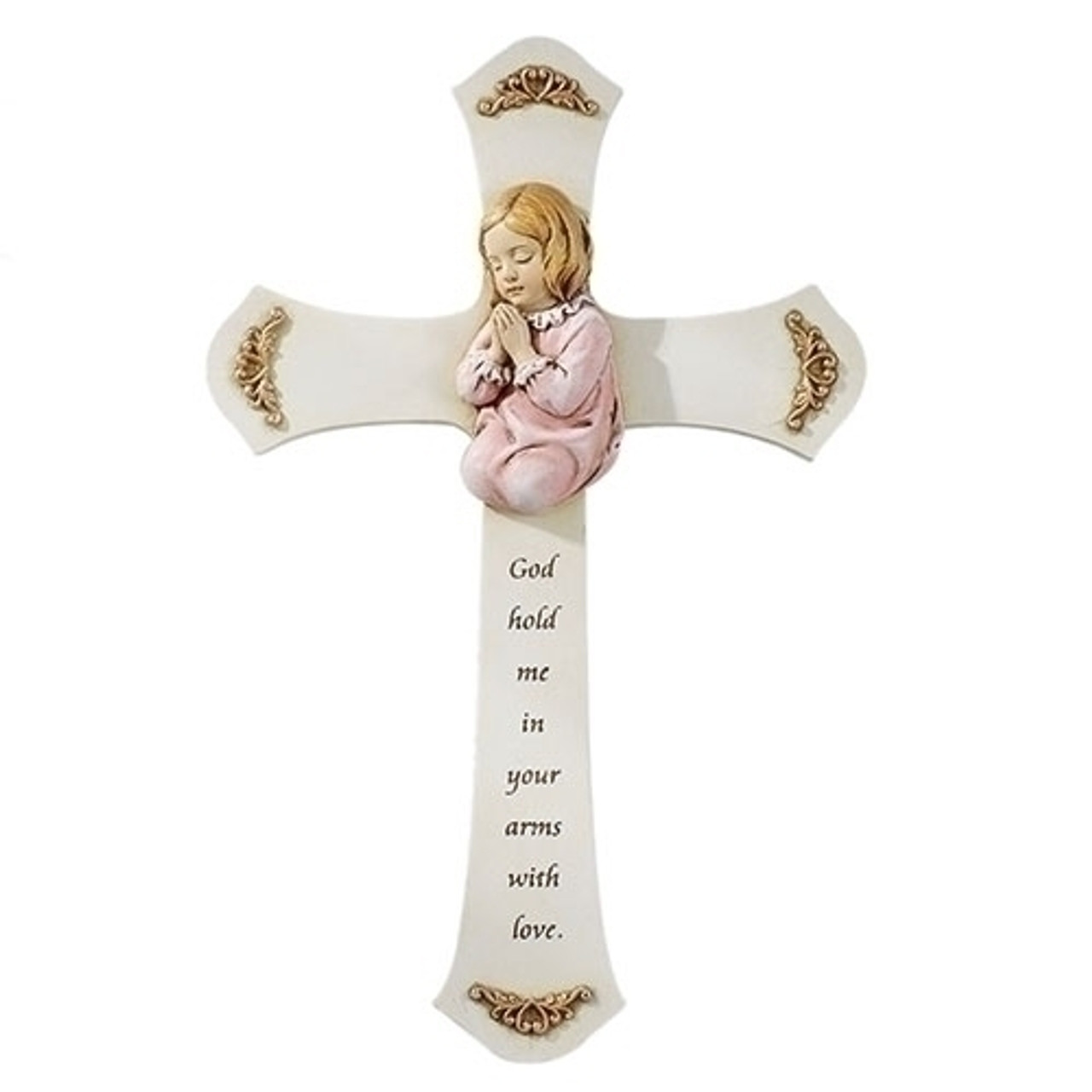 置物 prayers Nursery Prayer Cross | Praying Girl | Gold Accents | 8-1/8