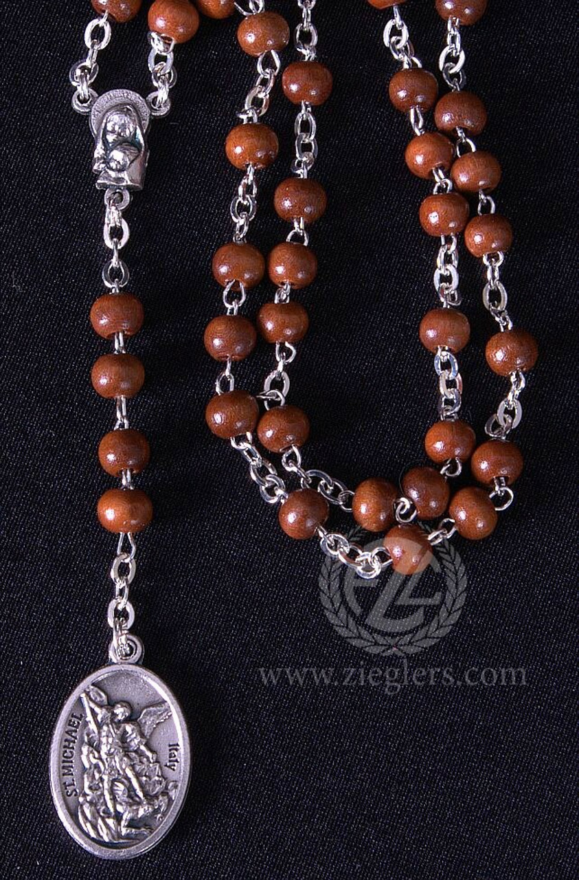 Saint Michael Chaplet Beads | Metal | Wood Beads | Prayer Instructions |  Italy