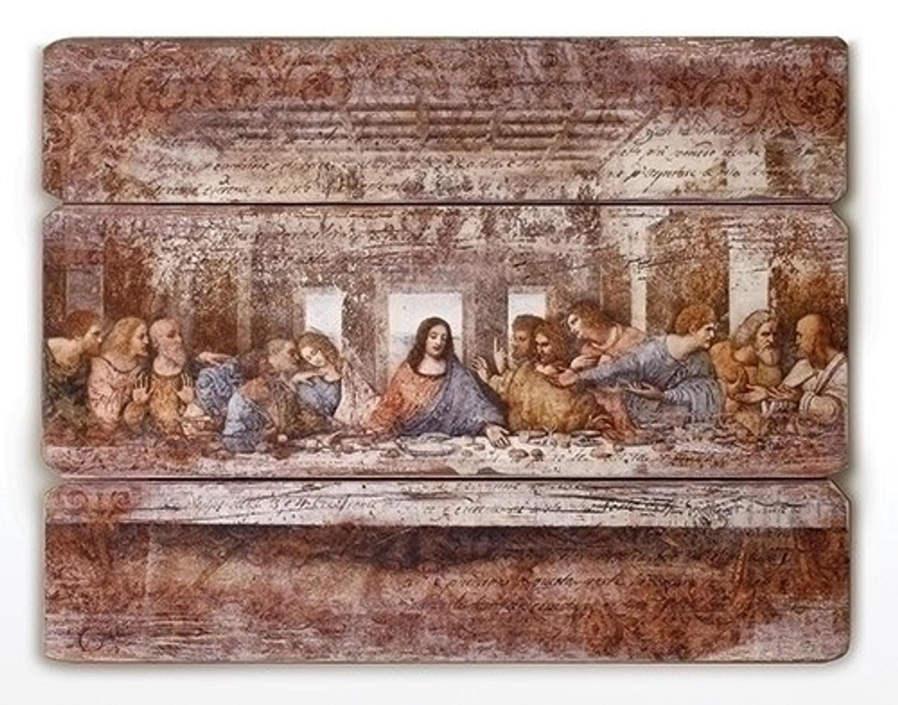 Last Supper Wall Plaque | Da Vinci | 3 Antique Look Panels | 26