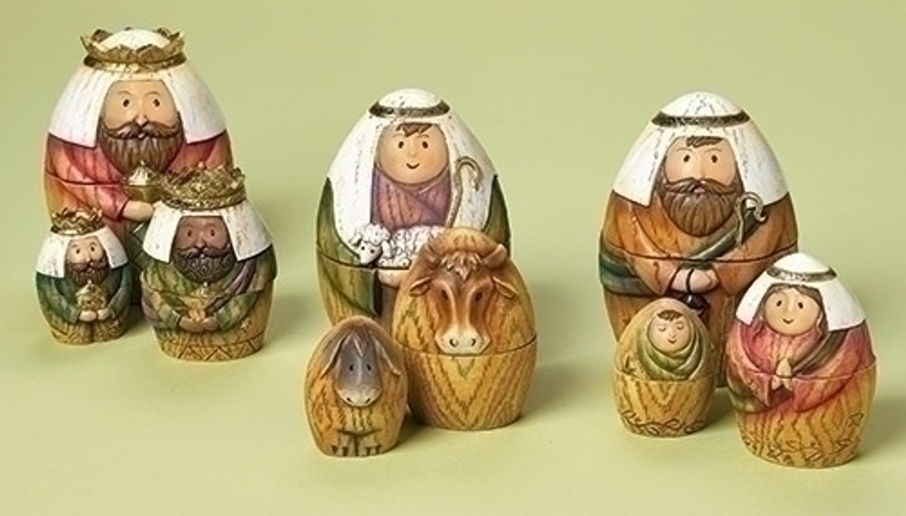 9 Piece Russian Nativity Set Nesting Dolls 3 Sets Of 3 6