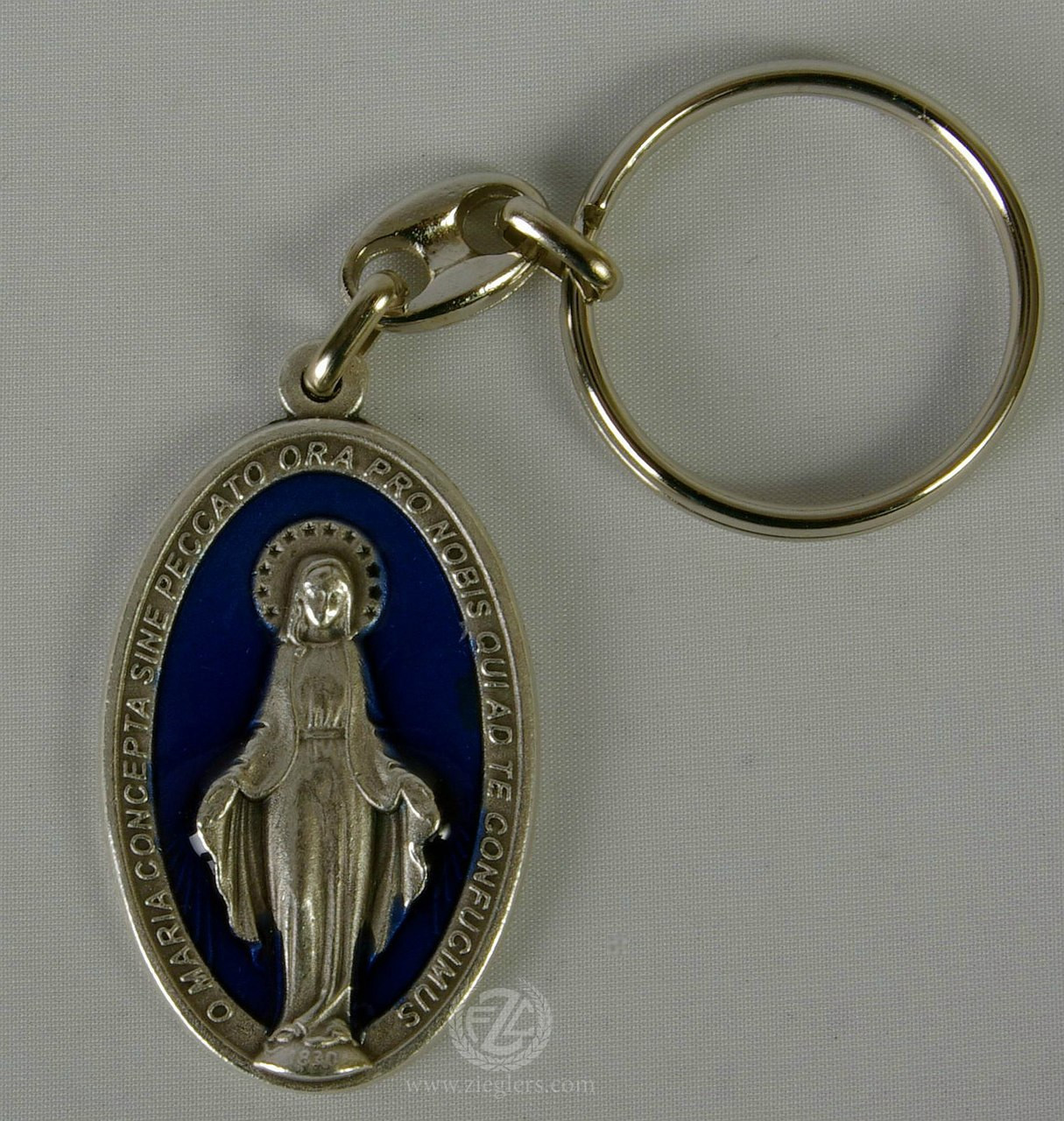Marian Key Chain, Blue Enamel Accent, Metal, 2