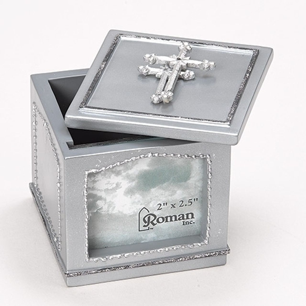 Cross Keepsake Box | Photo Frame Side | Silver Finish | 3