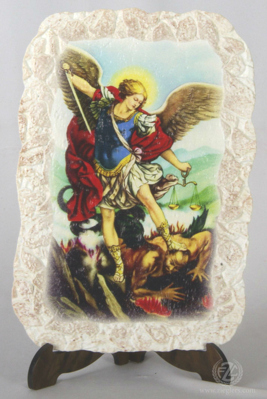 Saint Michael the Archangel Plaque | Stone Look | 4