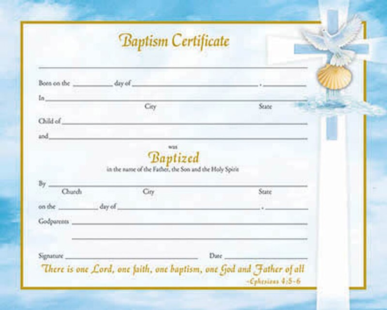 Baptism Certificate Birth Baptism Information 8 X 10 50 Xr500