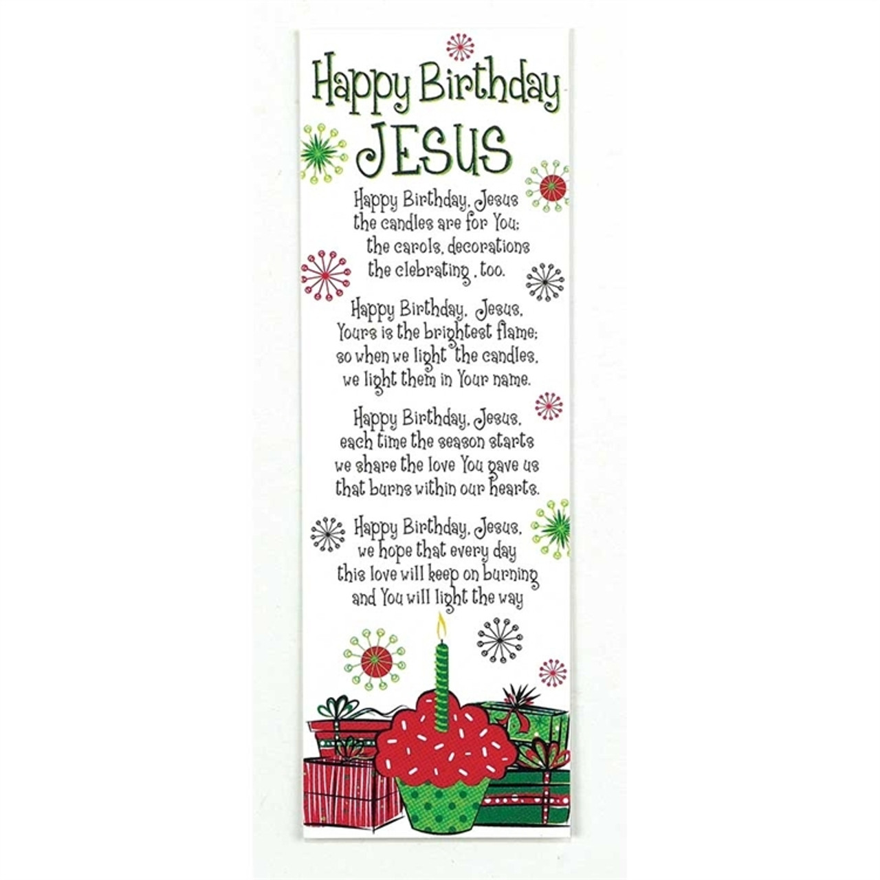 Happy Birthday Jesus Bookmark Poem Festive Colors 2 X 6 Package Of 12 F C Ziegler Company