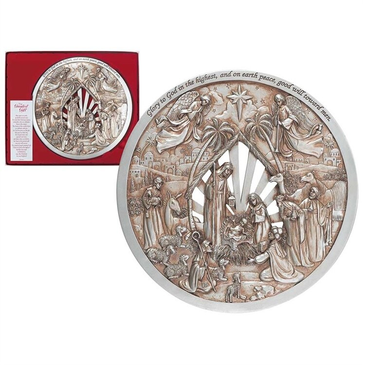 Nativity Christmas Wall Plaque Antique Finish 10" Resin