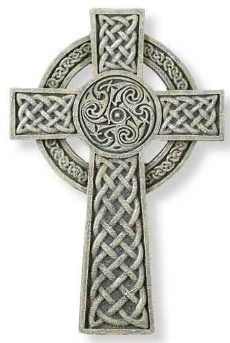 Celtic Cross, Stone Look, Celtic Knot Design, 9-1/2, Resin, 64070