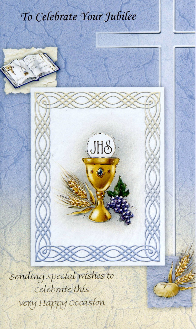 Jubilee Greeting Card Priest Anniversary Cross Blessed
