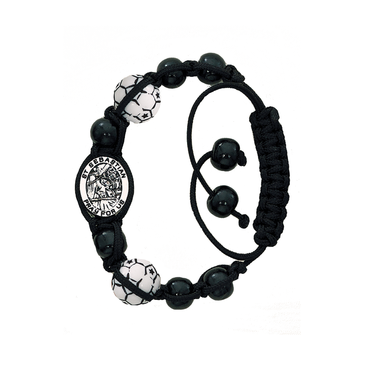 Sport Bracelet, 4 Design Choices, St Sebastian Medal, Black Cord