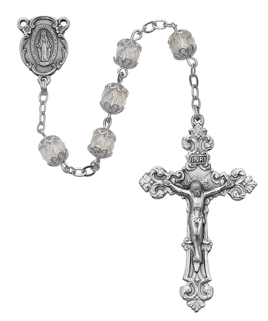 Decorative Rosary Beads Gray, Christian Holiday Decor