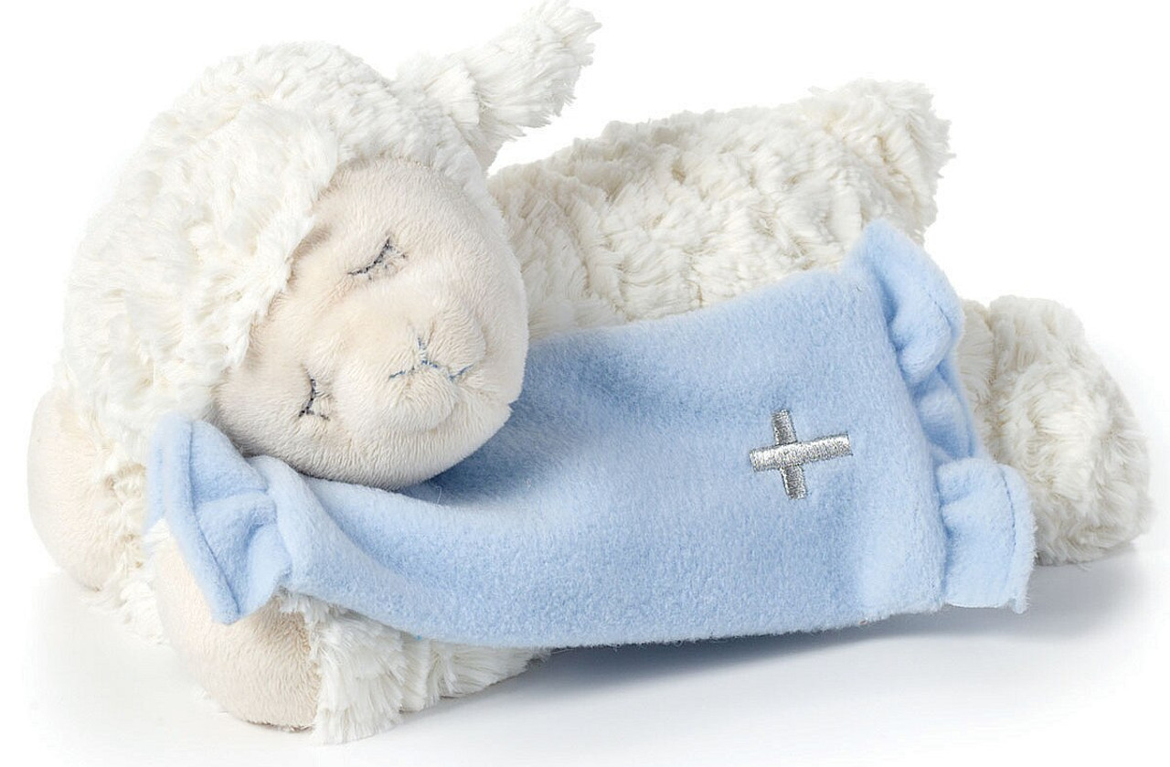 blue stuffed lamb