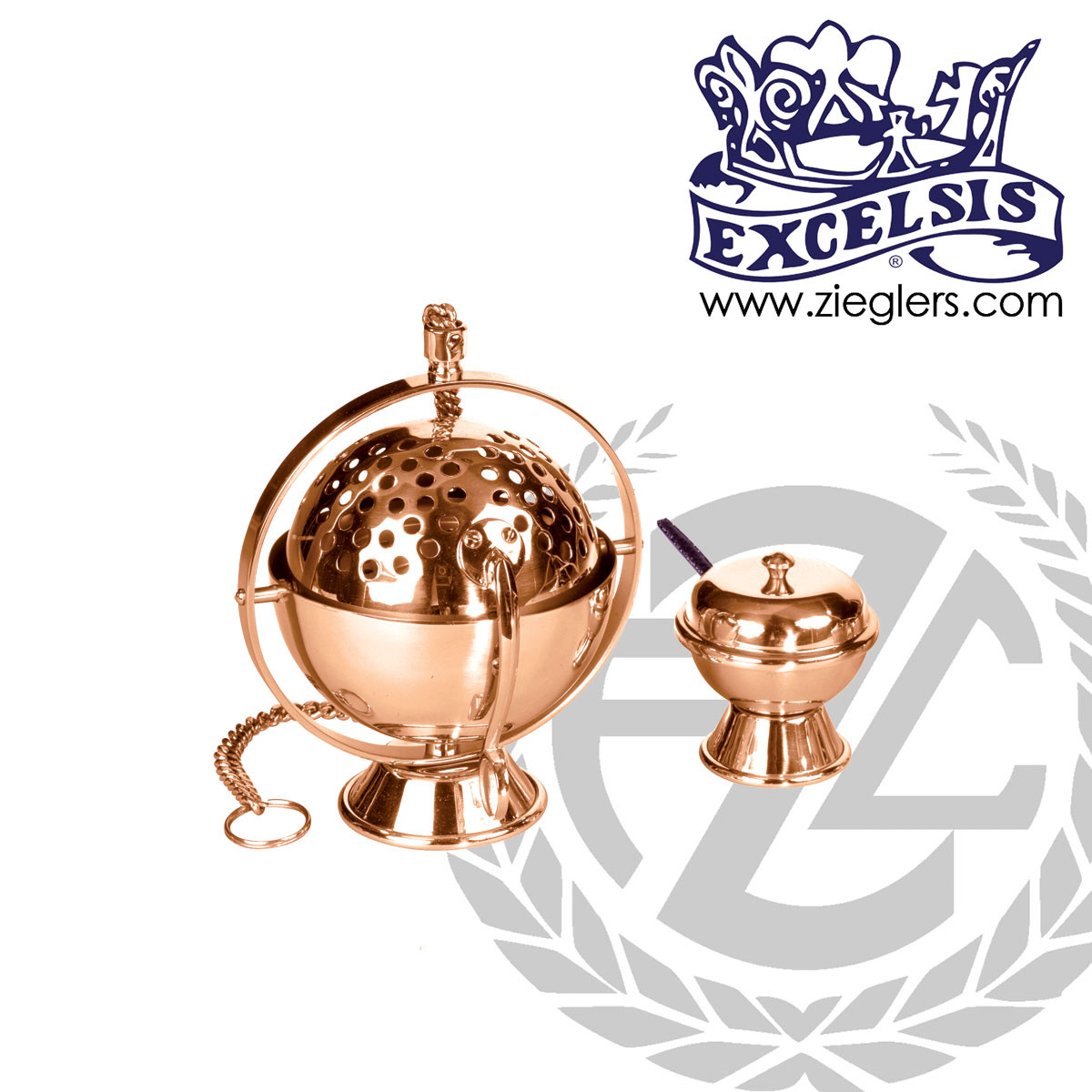 Thurible & Incense Boat Set in Brass or Bronze | Censer Set