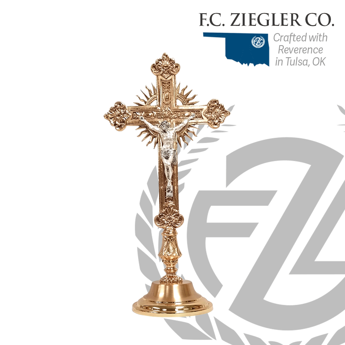 Ornate Altar Crucifix – Brass, 20-1/2