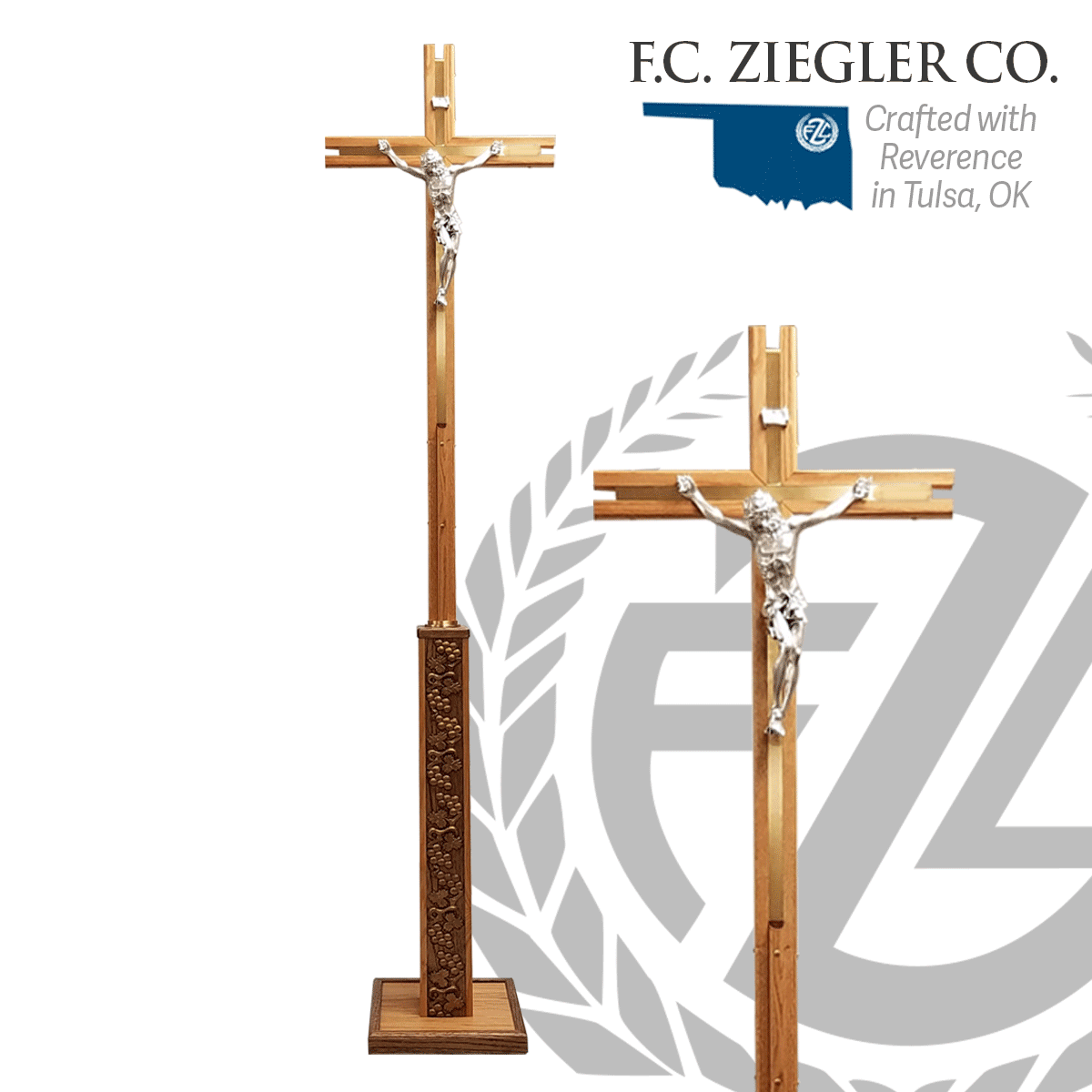 Processional Crucifix with Grape & Leaf Stand