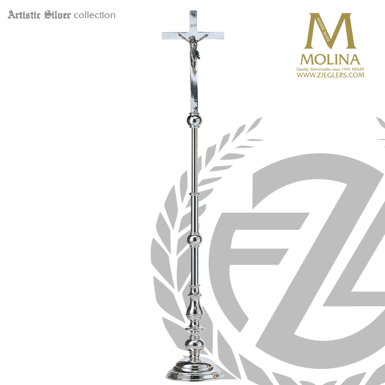 Candlesticks and Altar Crucifix - Silver Plated