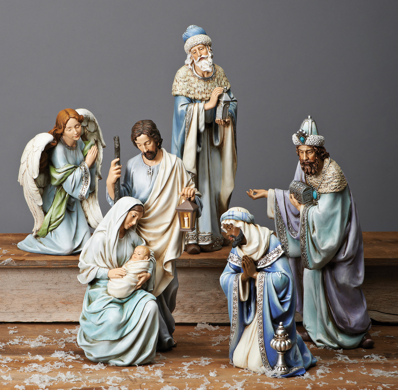6 Piece Nativity Set Blue Robe 15 Joseph Studio Style