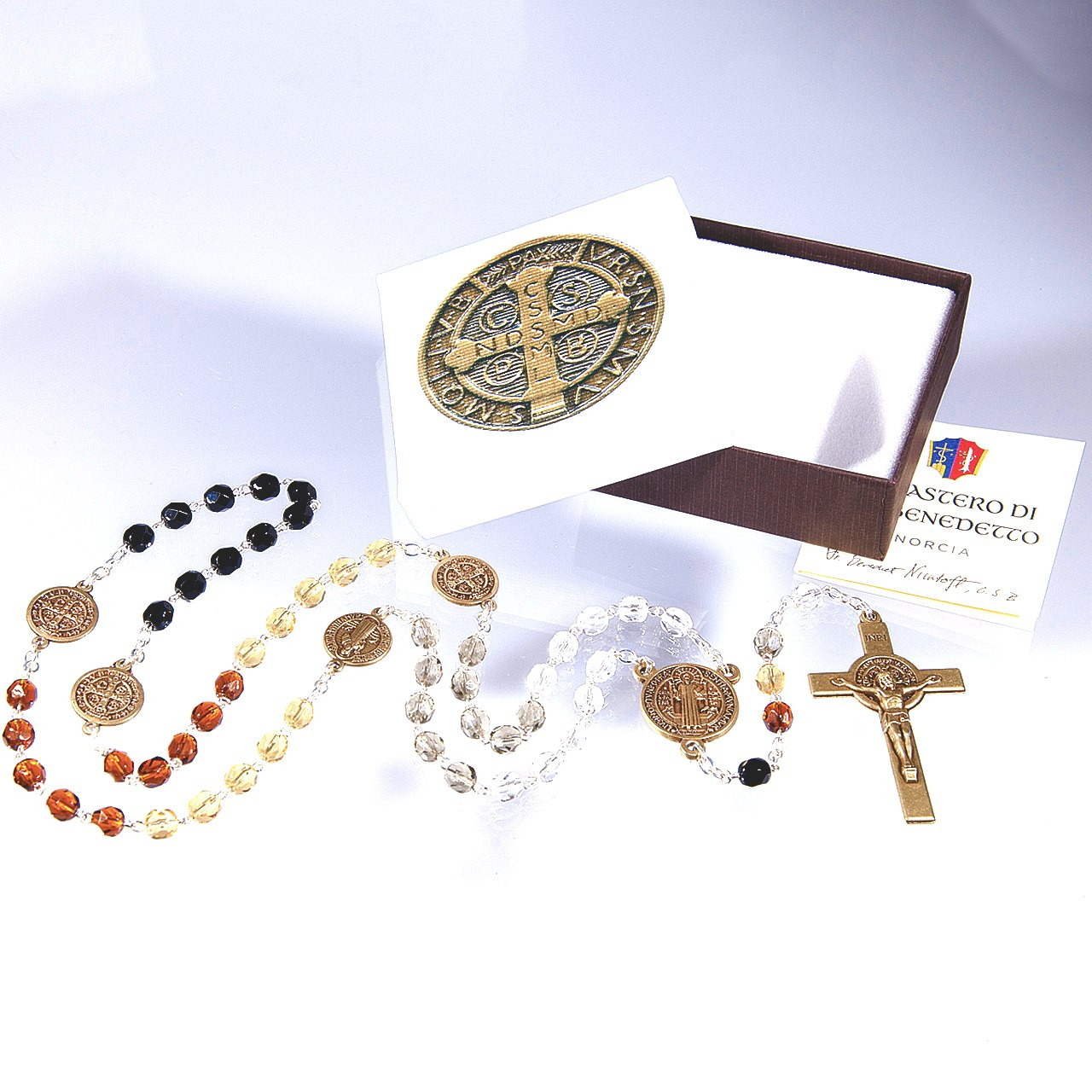 Saint Benedict Rosary Beads | Medal Centerpiece & Crucifix