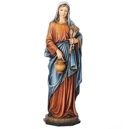 Kitchen Madonna Statue, Tools in Hand, Vibrant Colors, 9-1/4