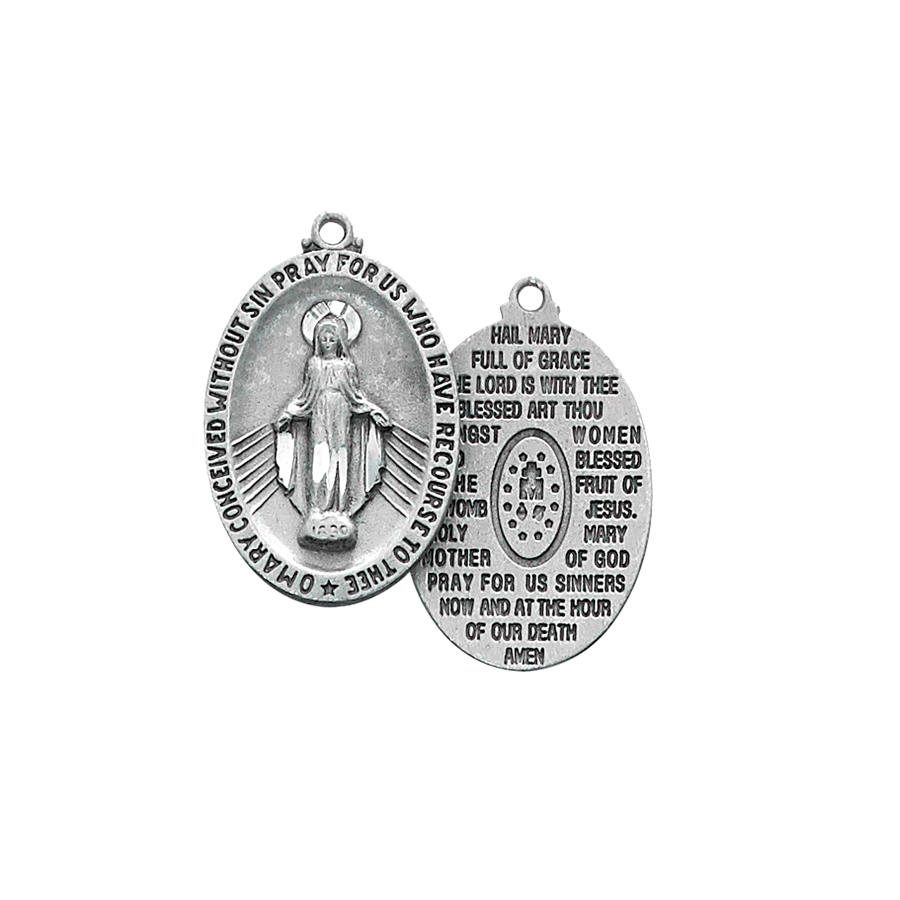 Pewter Miraculous Medal with 24 Chain