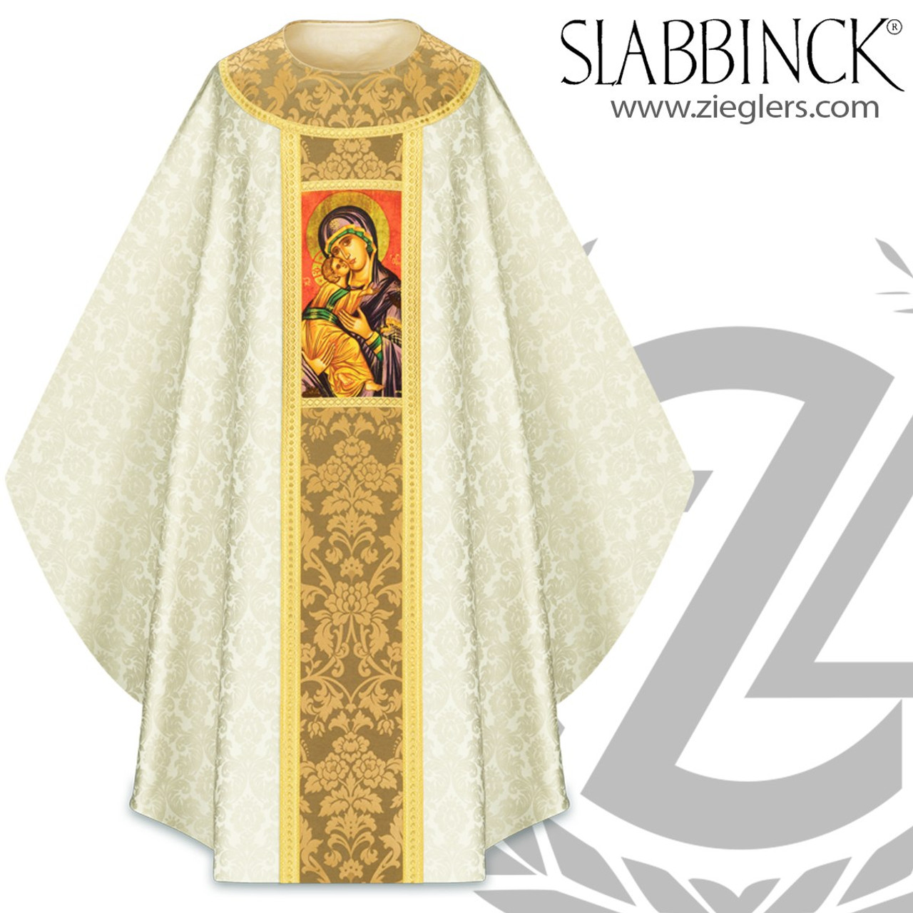 Gothic Chasuble Our Lady Of Perpetual Help Plain Collar Ecru