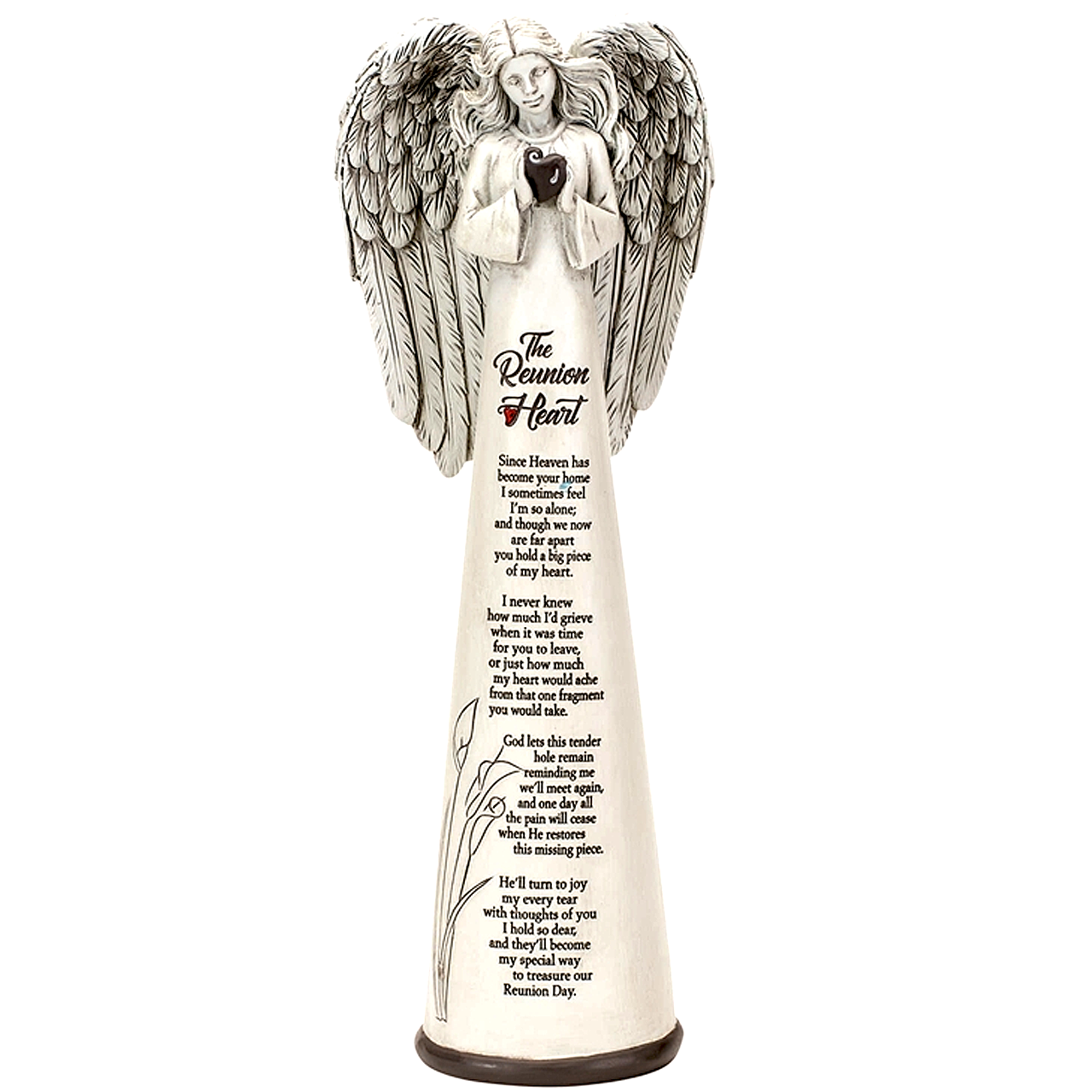 Angel Figurine Reunion Heart Poem Stone Look 9 14 Resin - 