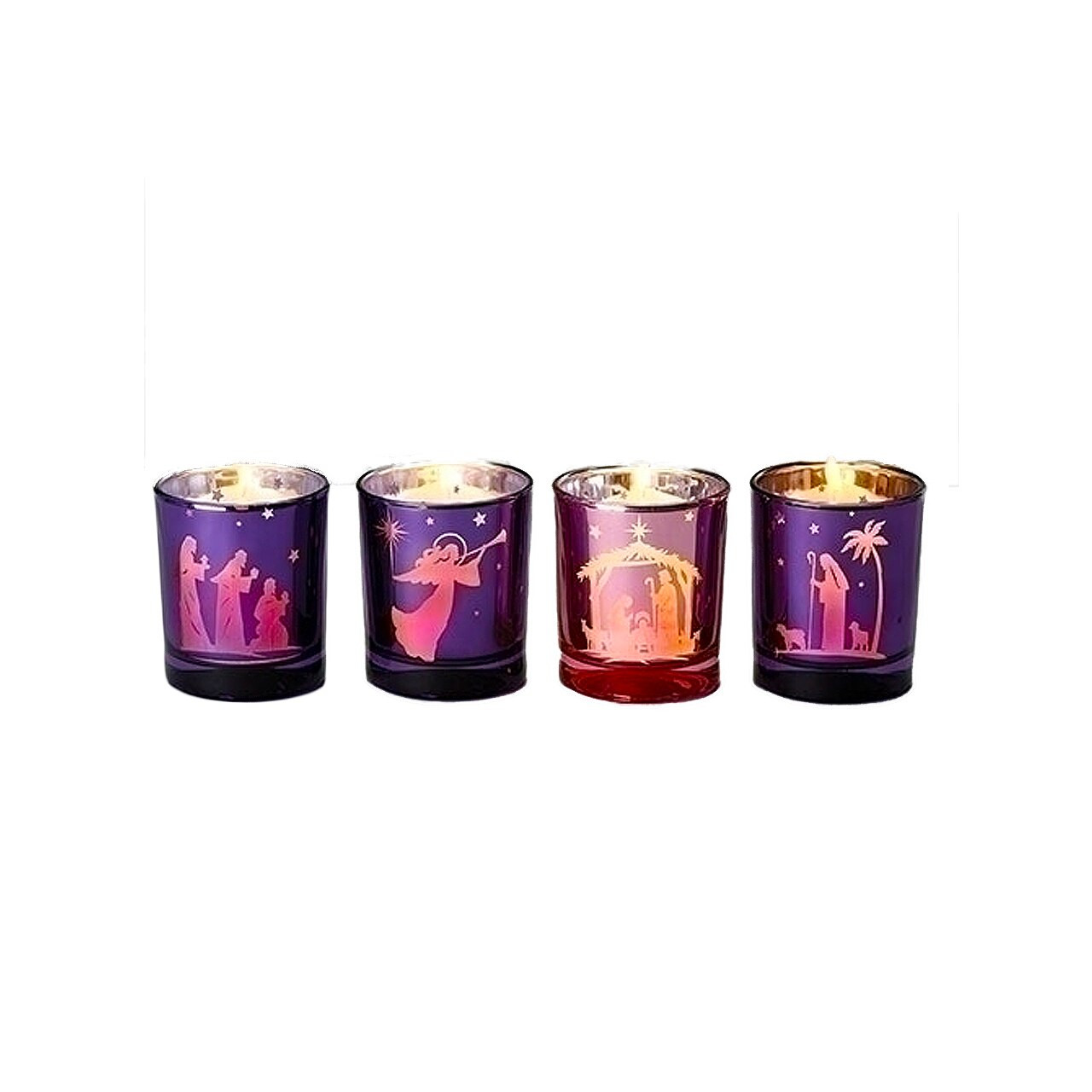 purple candle holders