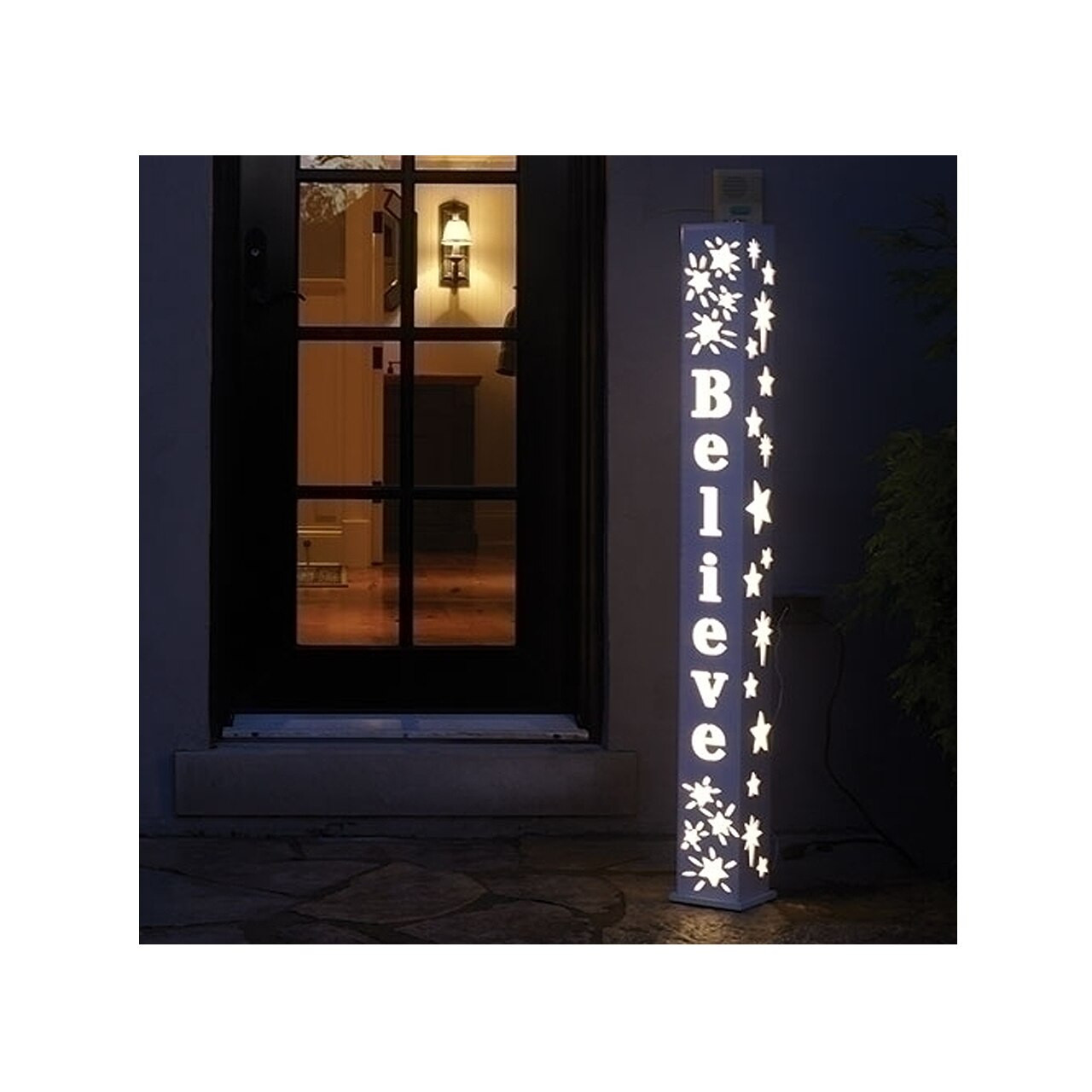 Christmas Light Post Believe Stars Led Plastic 48 Indoor Outdoor F C Ziegler Company