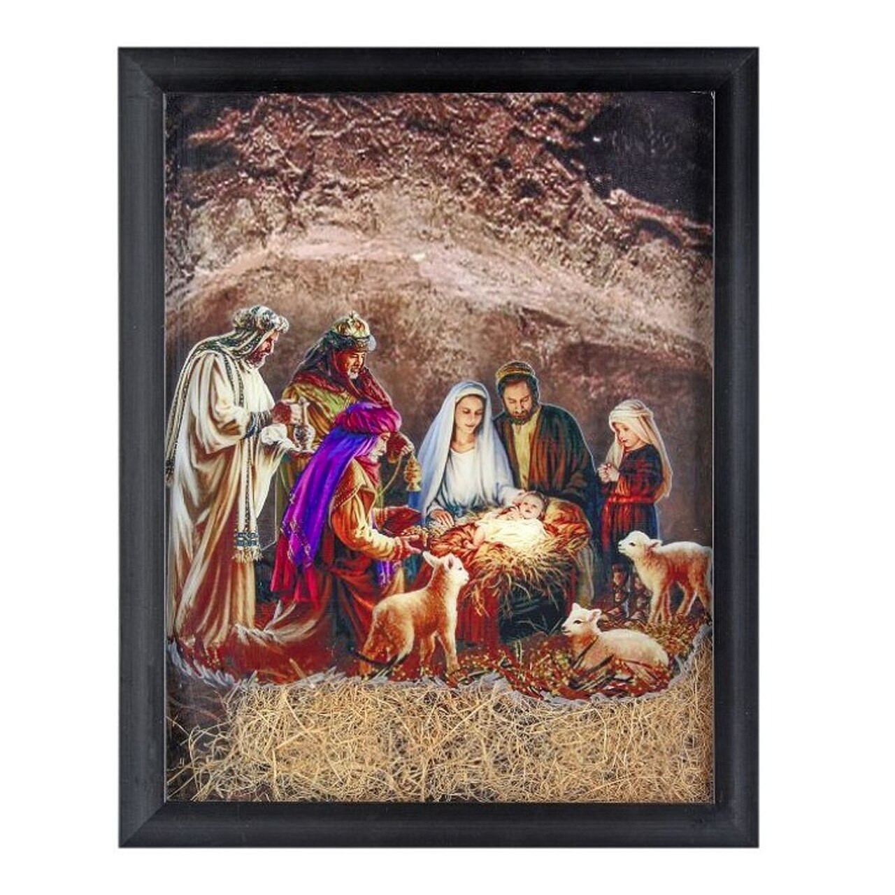 Framed Christmas Picture, Nativity, 16” x 20, Canvas