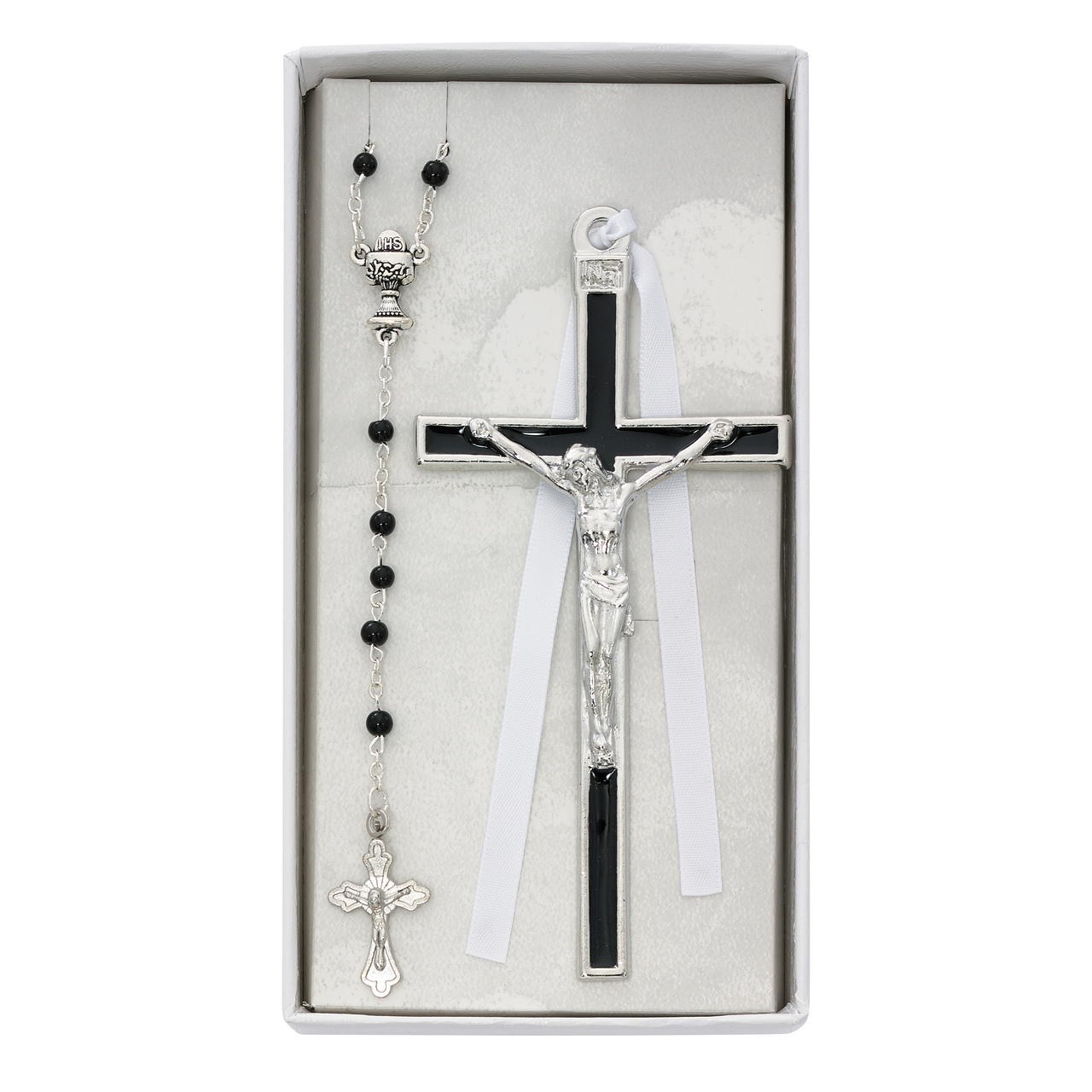 Papal Rosary Beads, Papal Crucifix, JPII Centerpiece, 6MM Hematite Beads