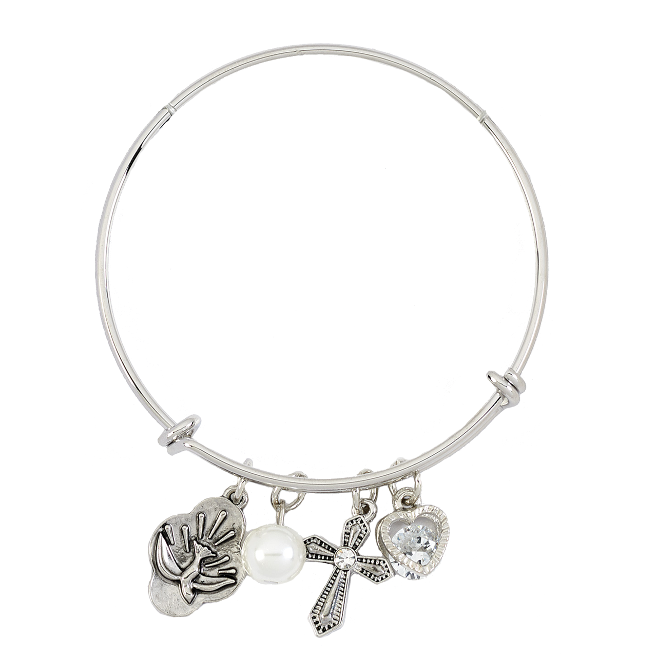 Bangle Bracelet Holy Spirit 4 Charms Adjustable 12778 F.C