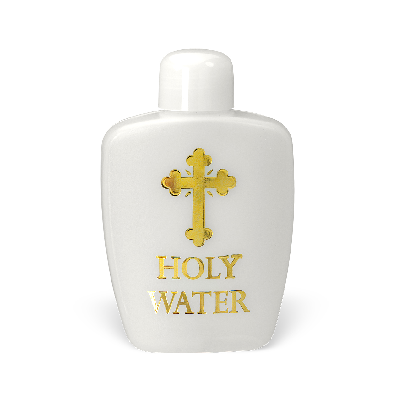 Plastic Bottle for Holy Water with Gold Cross, 2 oz.