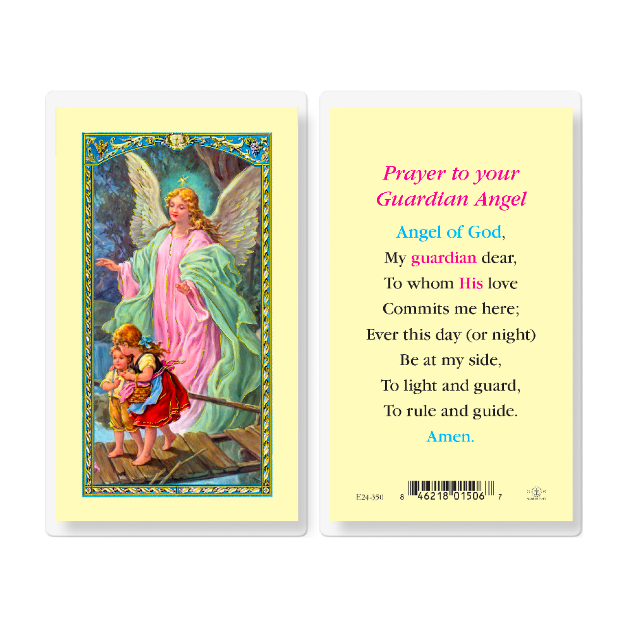 Prayer to Your Guardian Angel Holy Card | Laminated | 800264-E24350