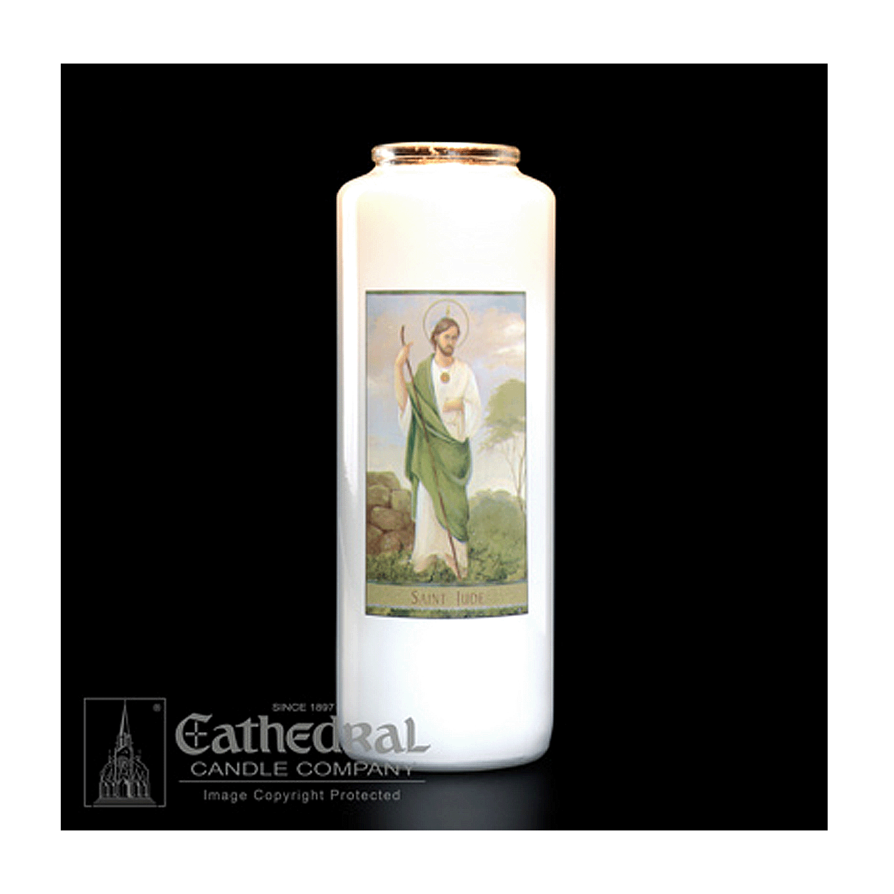 6 Day Votive Candle St Jude Glass Case 2106 Cathedral F.C
