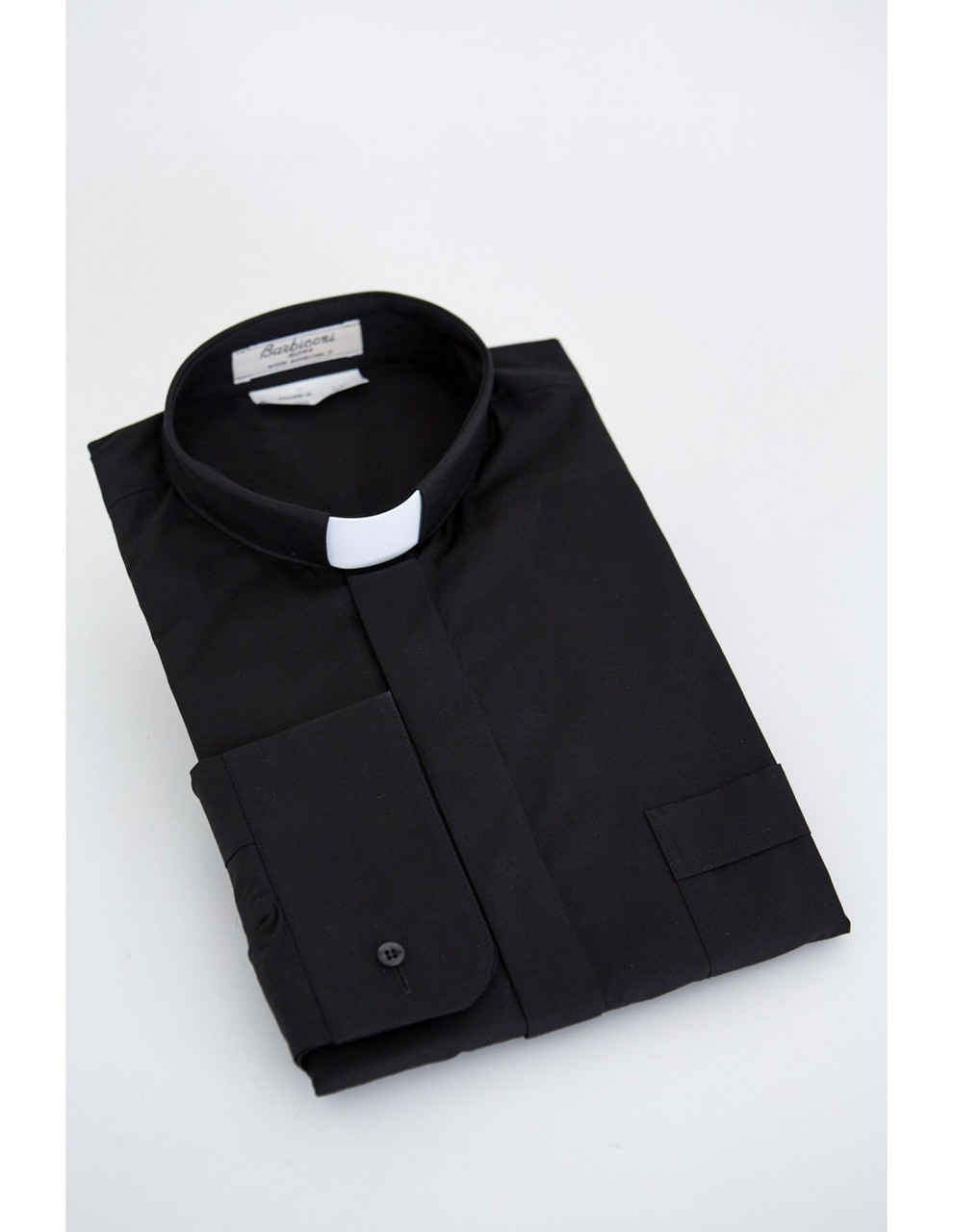 Long Sleeve Clergy Shirt Tab Collar PolyCotton Barbiconi Italy