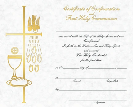 Communion Confirmation Parchment Certificate 50 Count